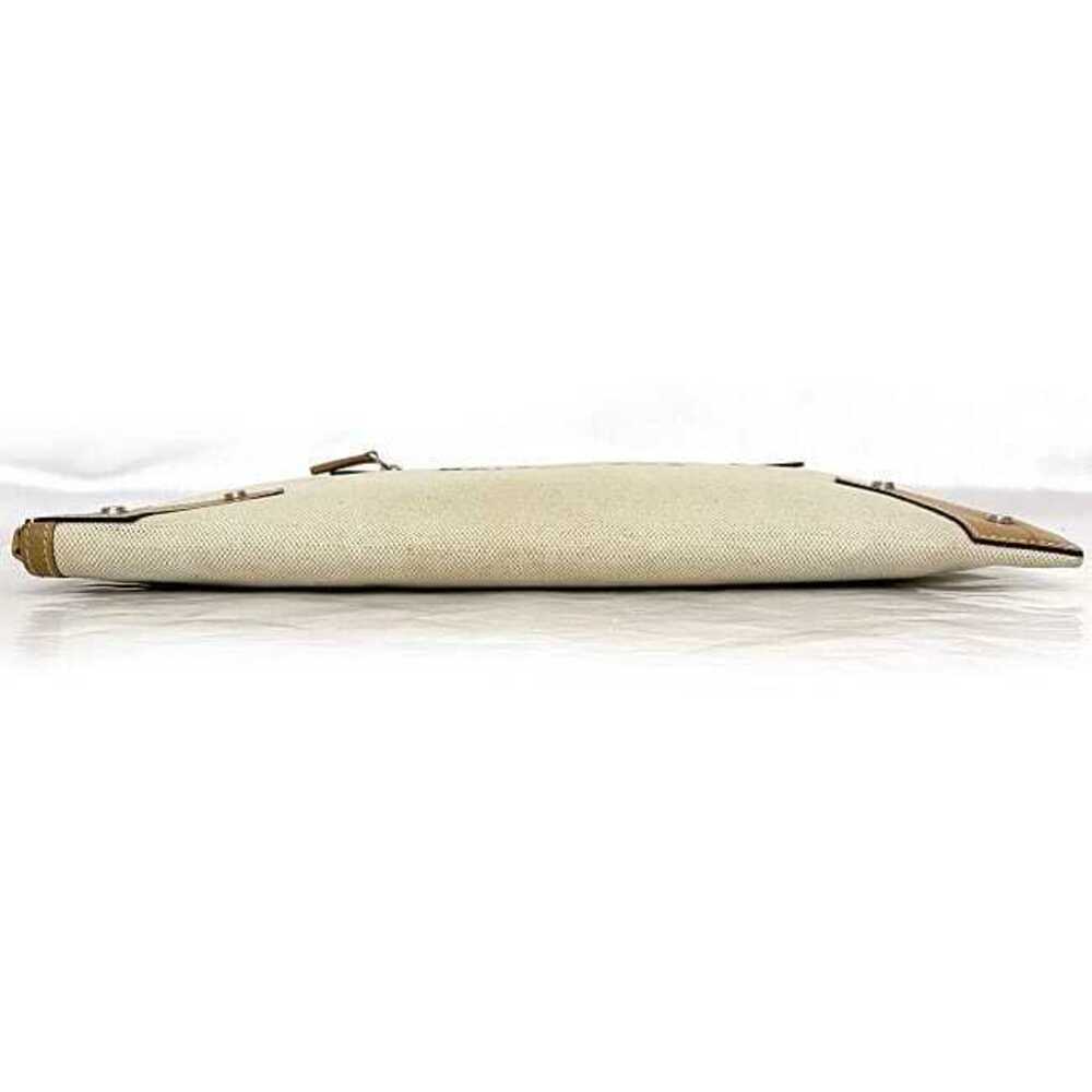 Balenciaga Clutch Bag Beige Handbag Canvas Leather Zipper Logo L - Picture 4 of 10